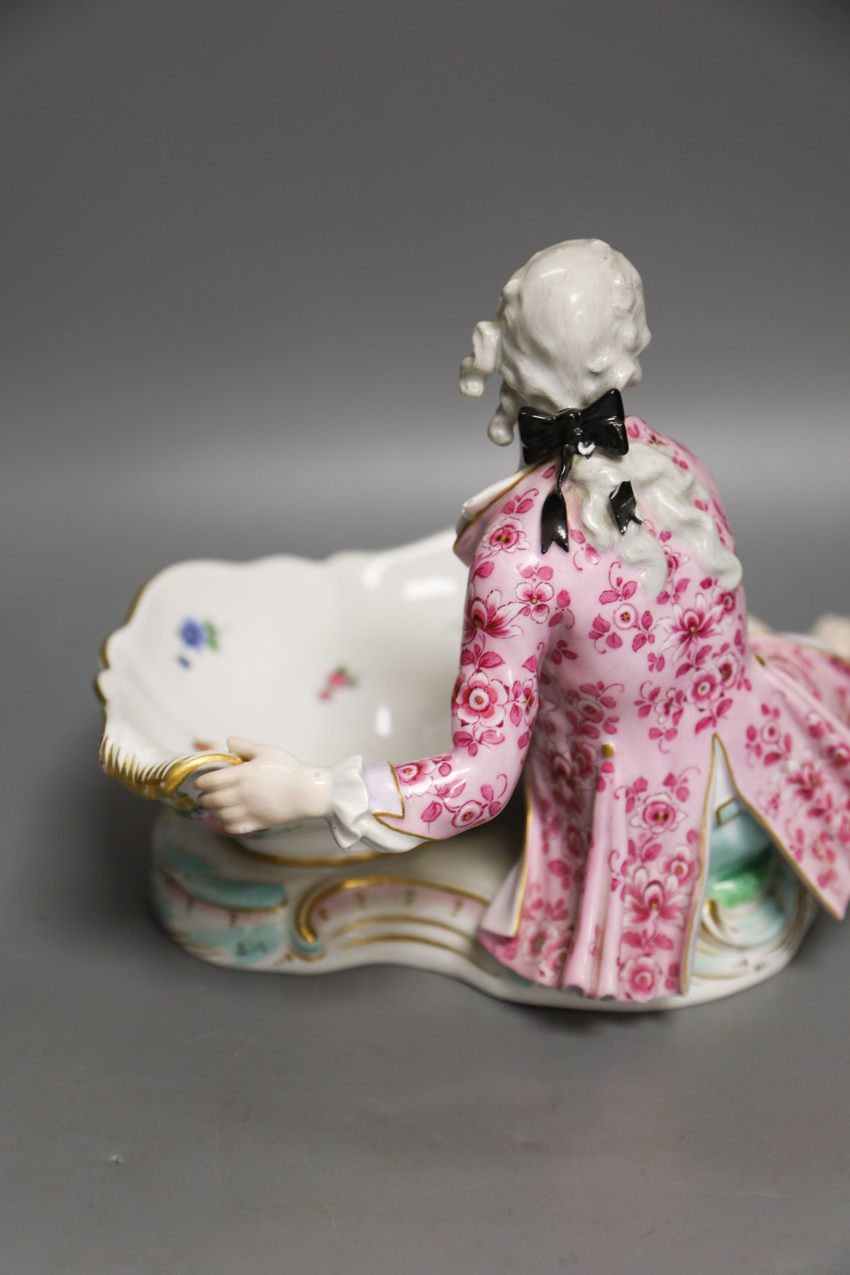 A 19th century Meissen figural sweetmeat dish, incised number 2863 30cm